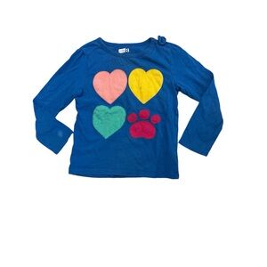 Crazy 8 3t toddler blue long sleeve shirt heart and paw